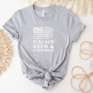 Bacon Beer And Freedom USA Flag T-Shirt