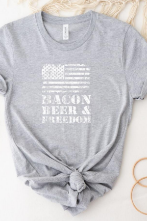 Bacon Beer And Freedom USA Flag T-Shirt