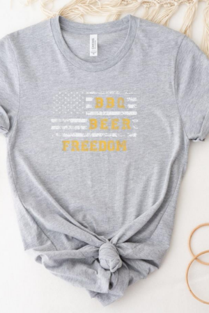 BBQ Beer Freedom With USA Flag T-Shirt