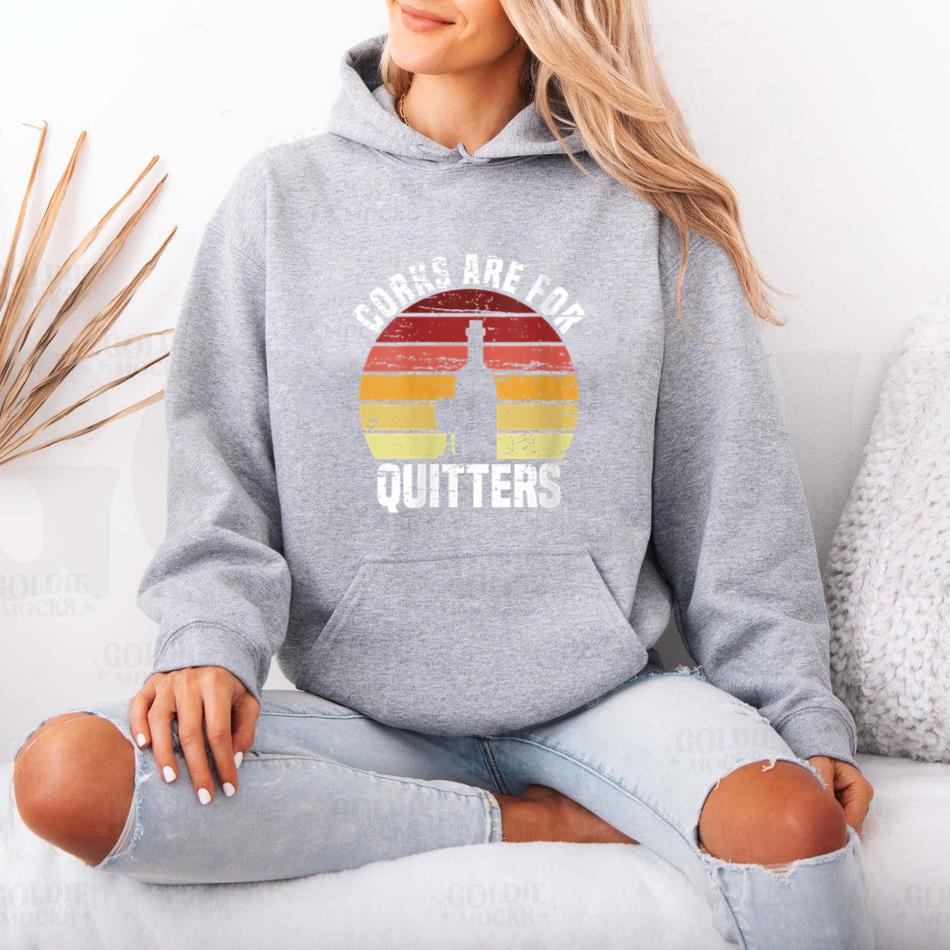 Corks Are For Quitters Wine Vintage Hoodie - Image 2