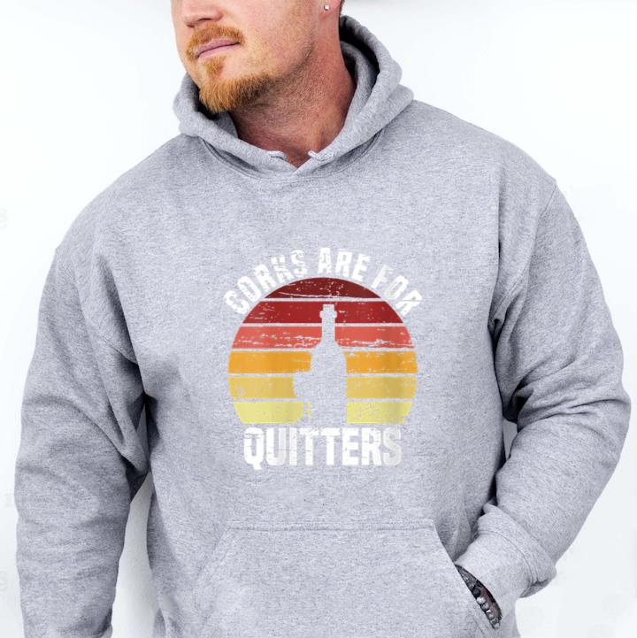 Corks Are For Quitters Wine Vintage Hoodie - Image 3