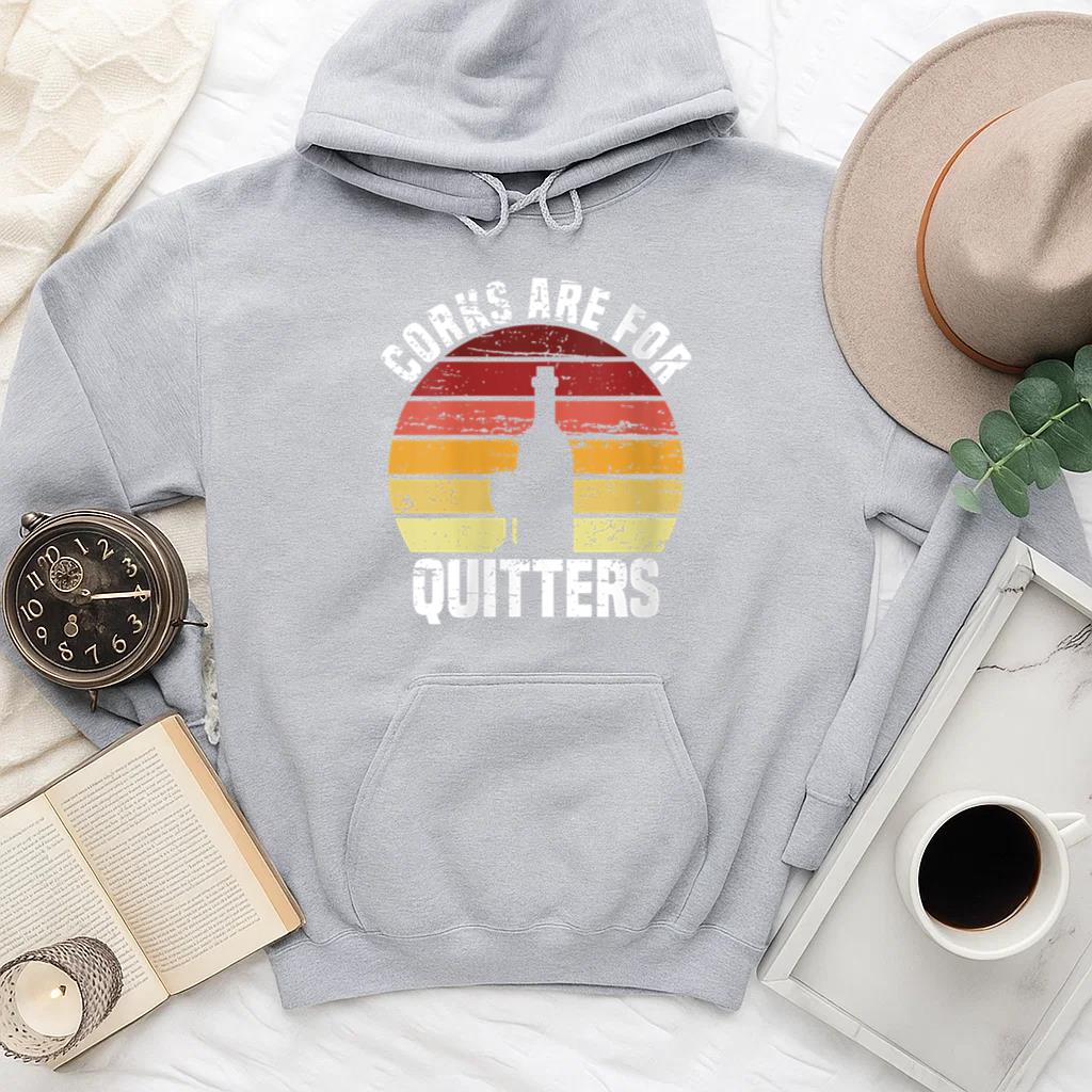 Corks Are For Quitters Wine Vintage Hoodie - Image 4
