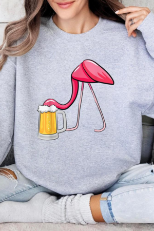 Flamingo Drink Beer Sweatshirt