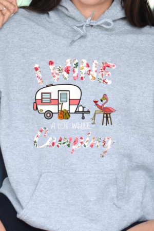 I Wine A Lot While Camping Flamingo Hoodie