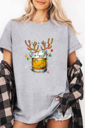 Whiskey Reindeer Christmas T-Shirt