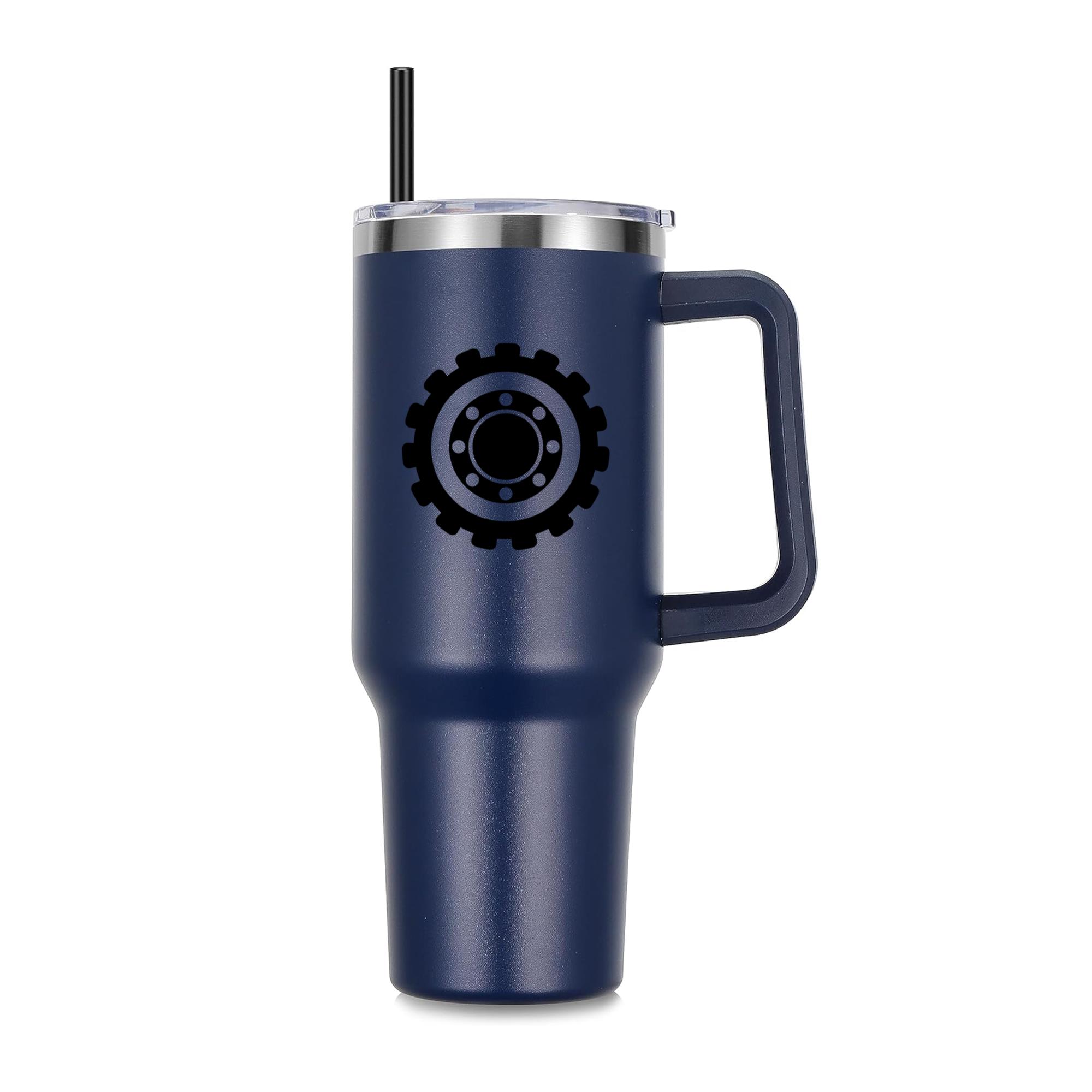 Gear Hole Pinion Cogwheel Gear Wheel Detailed Silhouette 40oz Stainless Steel Tumbler