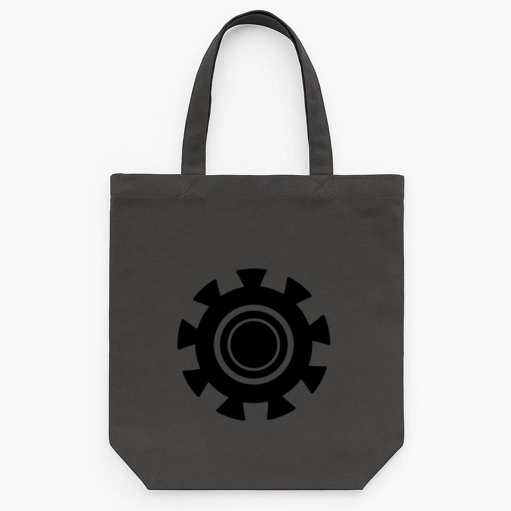 Gear Wheel Hole Gear Pinion Cogwheel Detailed Silhouette Canvas Tote Bag 