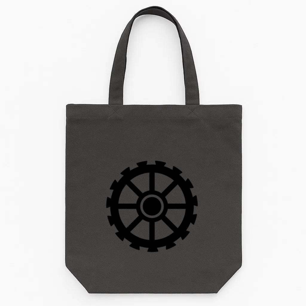 Gear Wheel Pinion Hole Gear Cogwheel Detailed Silhouette Canvas Tote Bag
