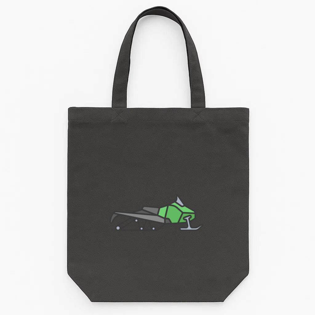Green Flat Stroke Snowmobile Canvas Tote Bag 