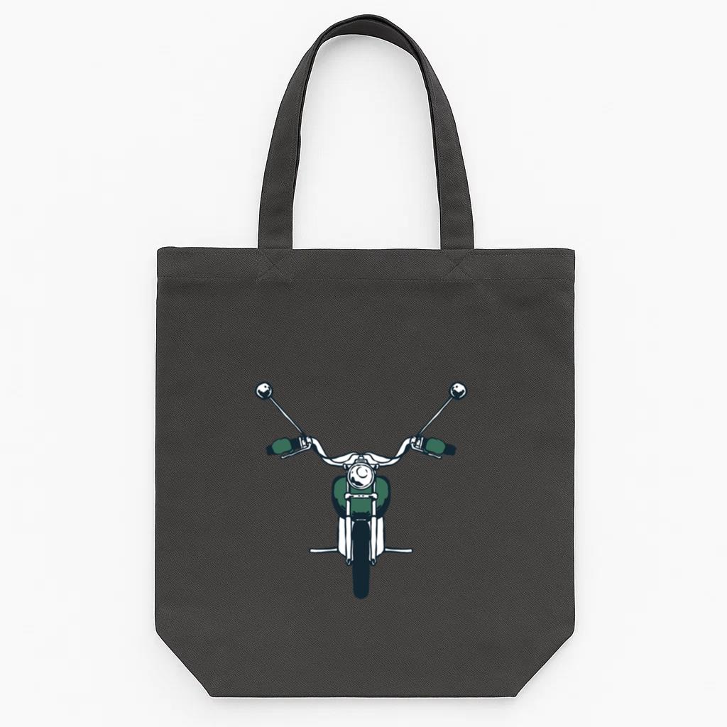 Green Motorcycle Canvas Tote Bag 