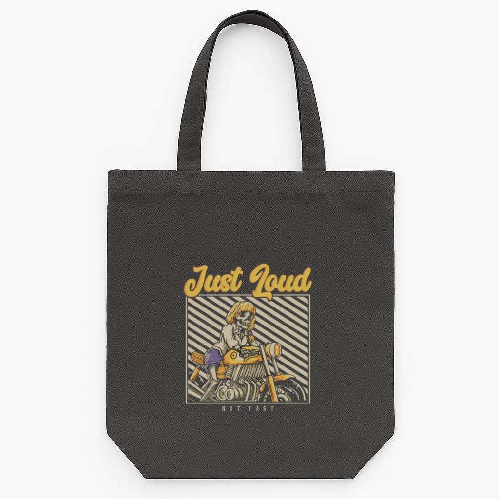 Hiker Motorbike Focused Minimal Canvas Tote Bag 