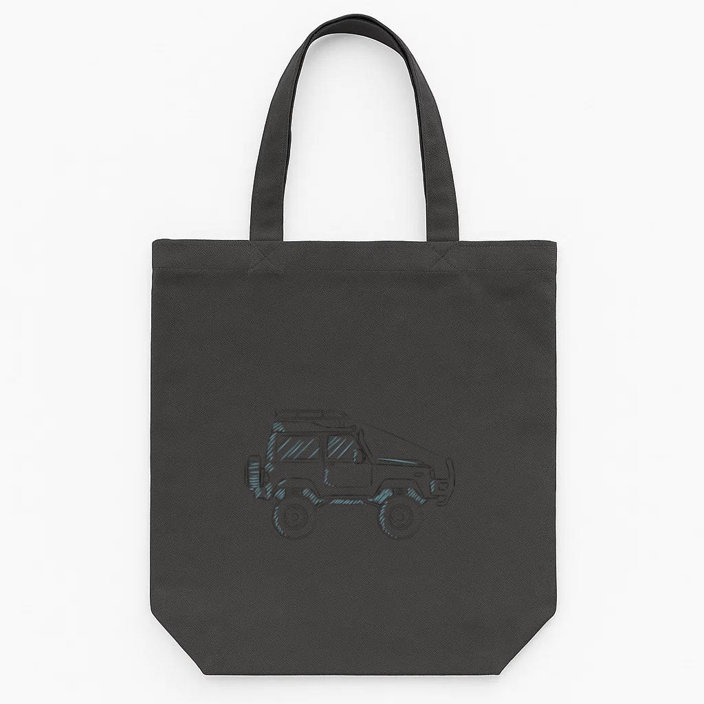 Jeep Car Body Vehicle Wheel Line Canvas Tote Bag 