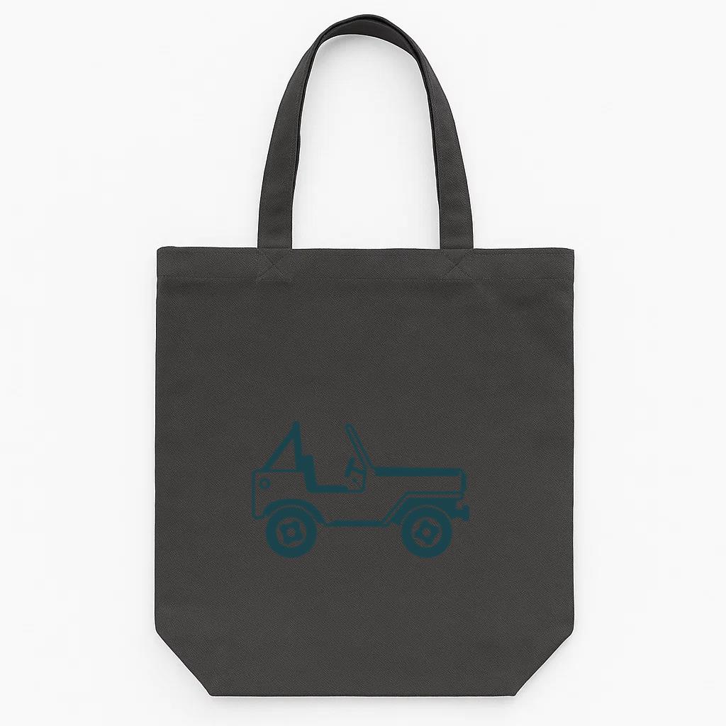 Jeep Vehicle Body Wheel Car Detailed Silhouette Canvas Tote Bag 