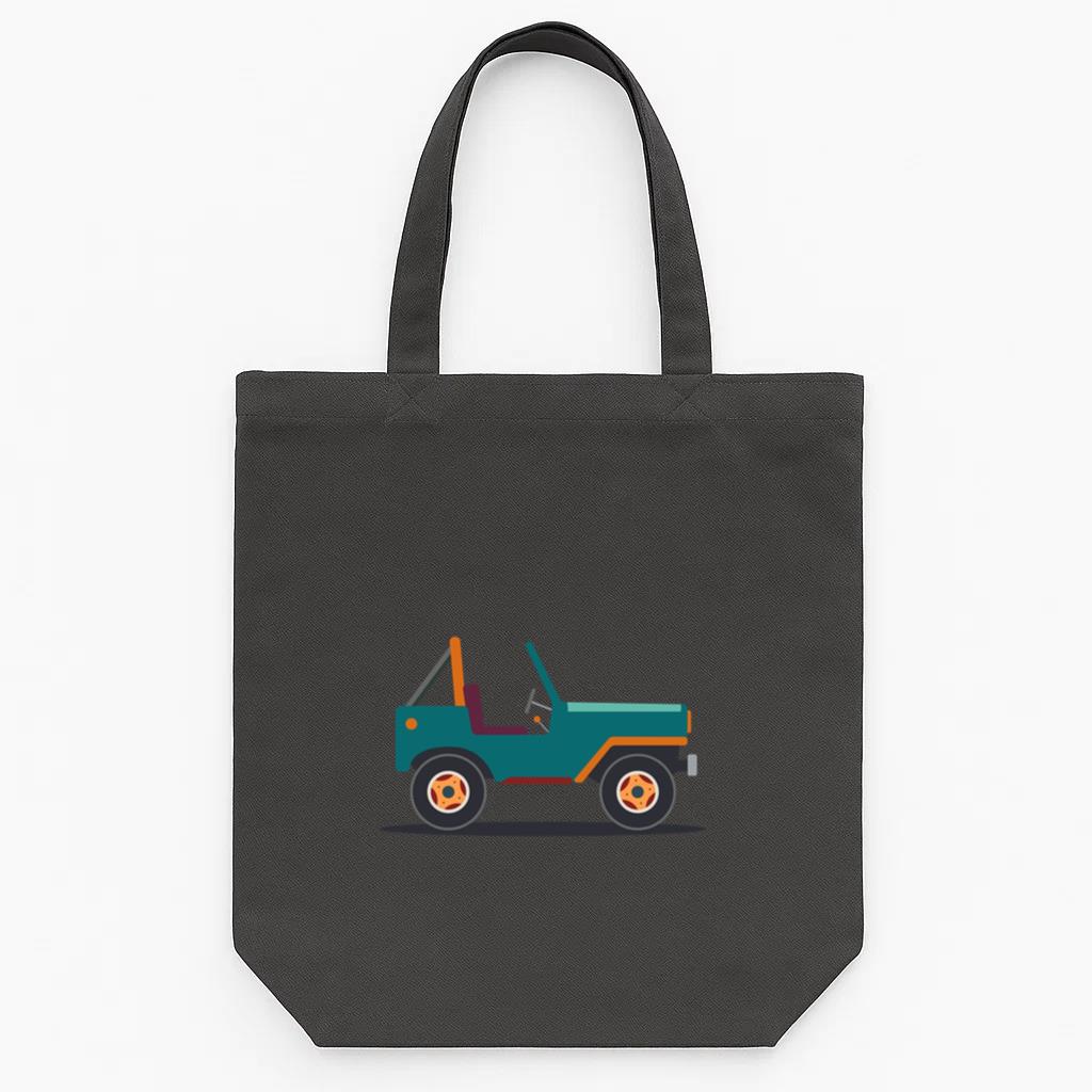 Jeep Vehicle Body Wheel Car Flat Canvas Tote Bag 