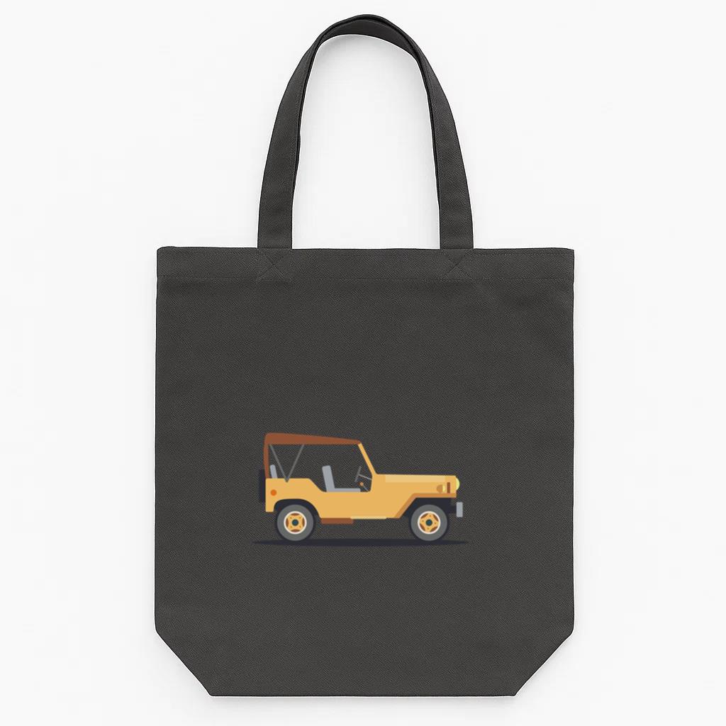Jeep Vehicle Car Body Wheel Flat Canvas Tote Bag 