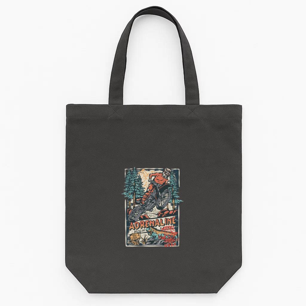 Man Motorbike Focused Minimal Canvas Tote Bag 