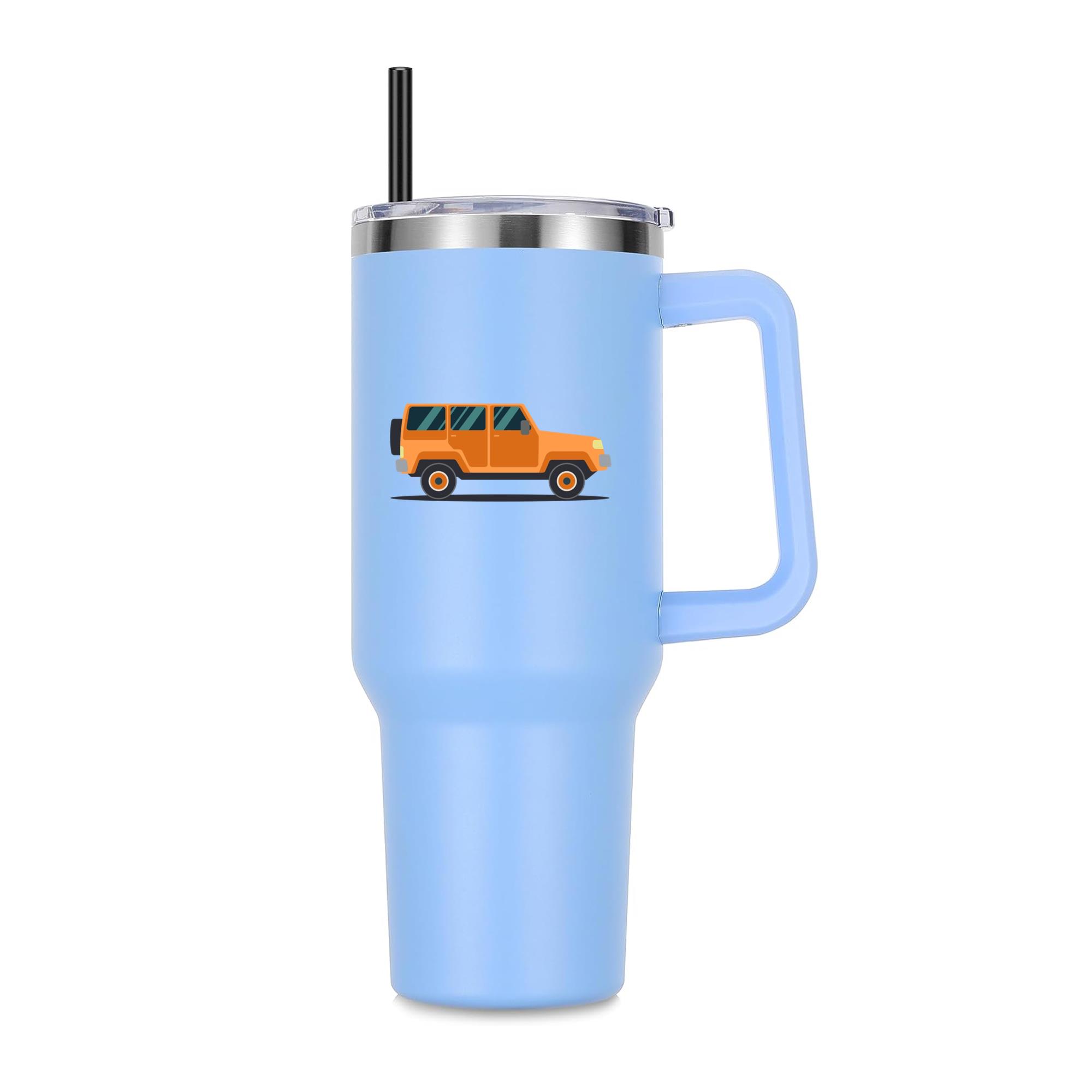Orange Truck Car Flat 40oz Stainless Steel Tumbler