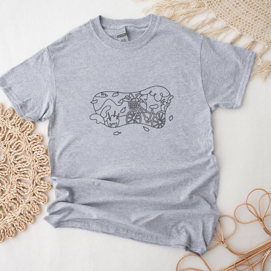 Paper Cut Scene Bicycle Stroke T-Shirt