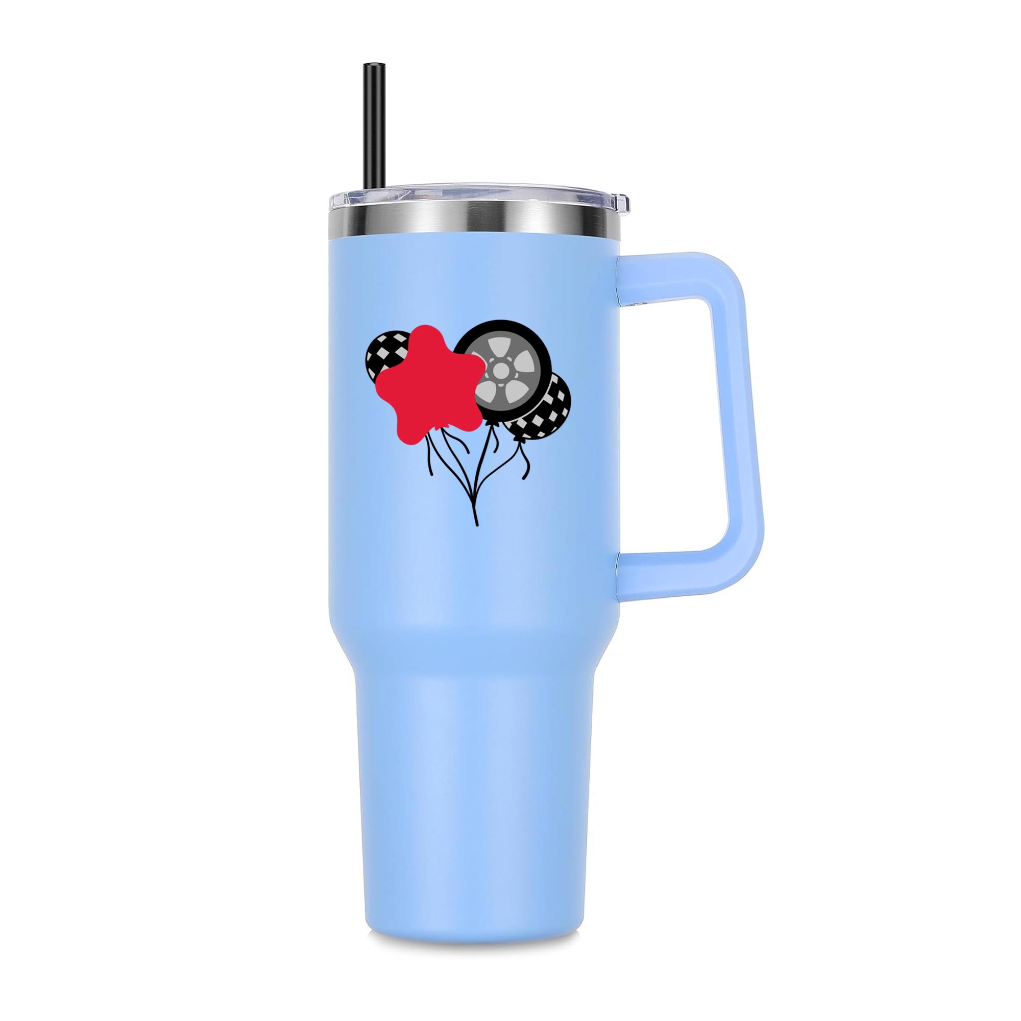Playful Balloon Design With Racing Elements 40oz Stainless Steel Tumbler
