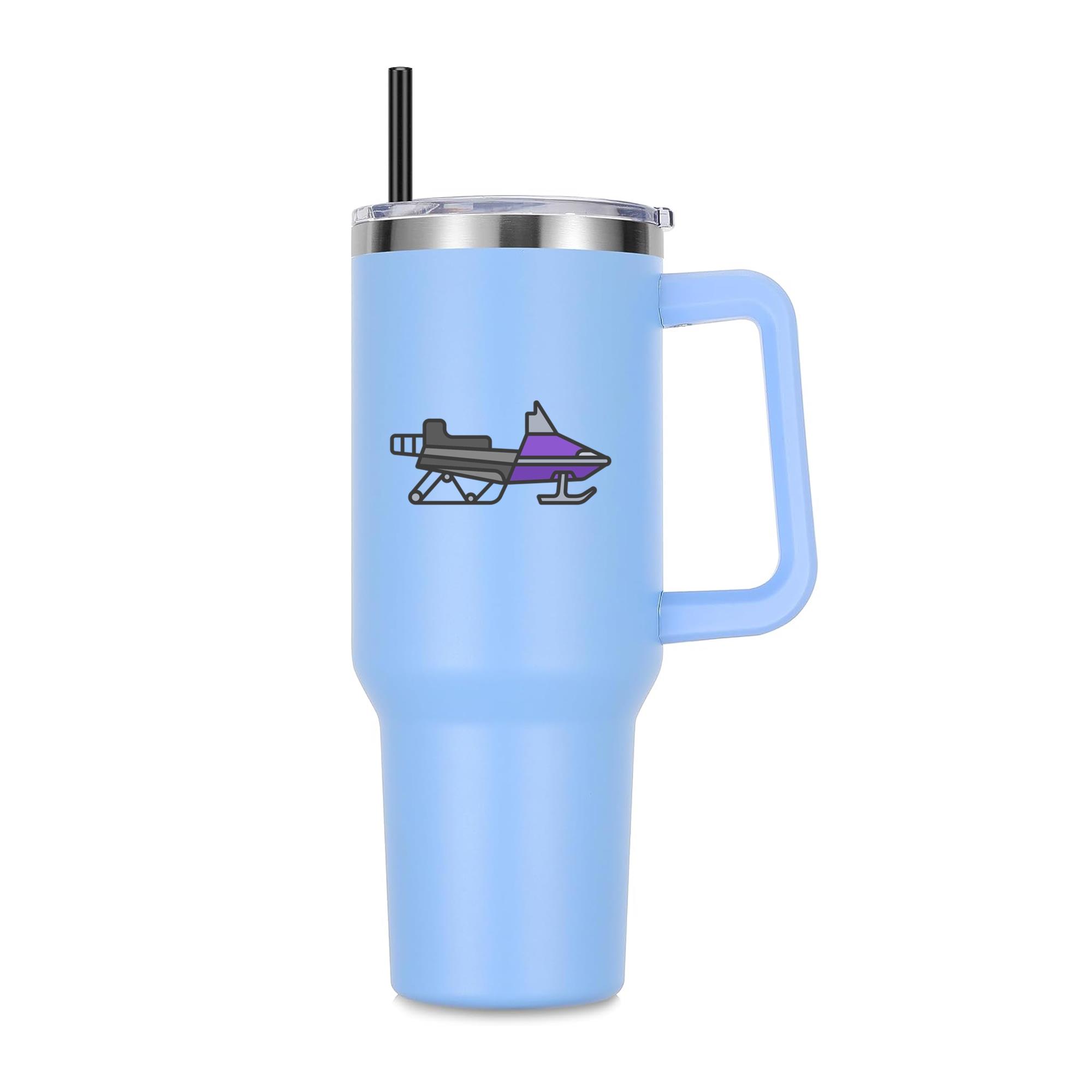 Purple Flat Stroke Snowmobile 40oz Stainless Steel Tumbler
