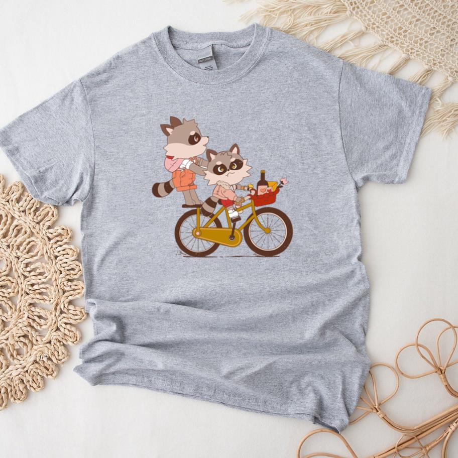 Raccoon Friends On Bike T-Shirt