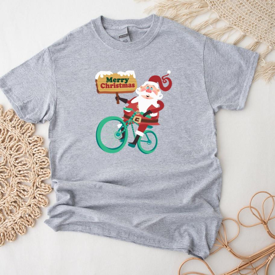 Santa Claus Riding Bicycle T-Shirt