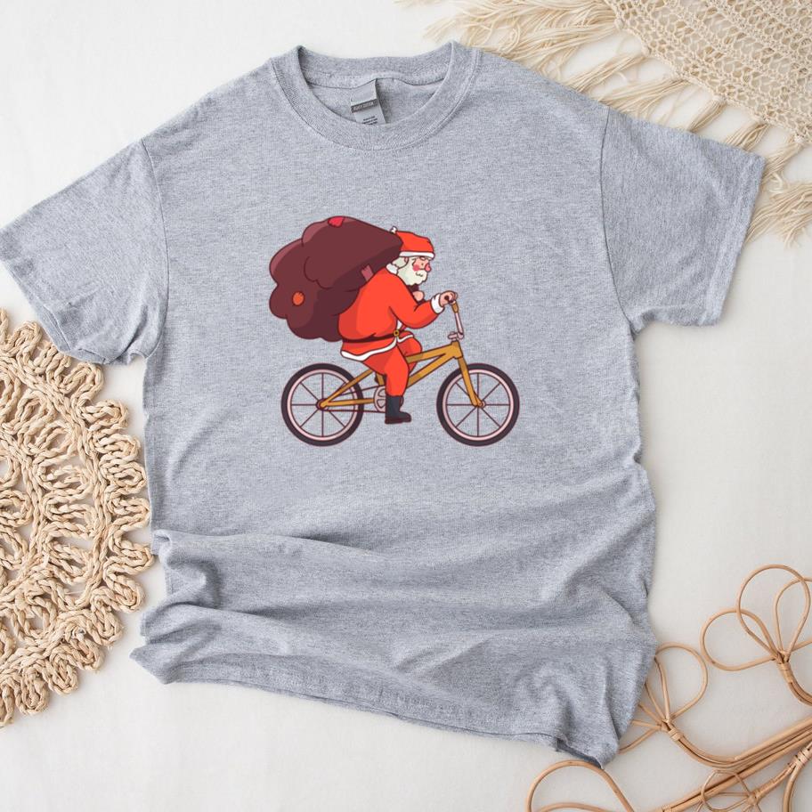 Santa Claus Sack Bicycle Flat T-Shirt