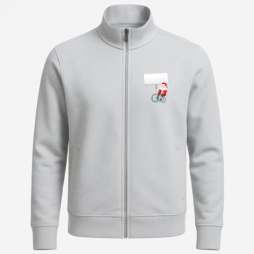 Santa Holding Banner On Bike Jacket