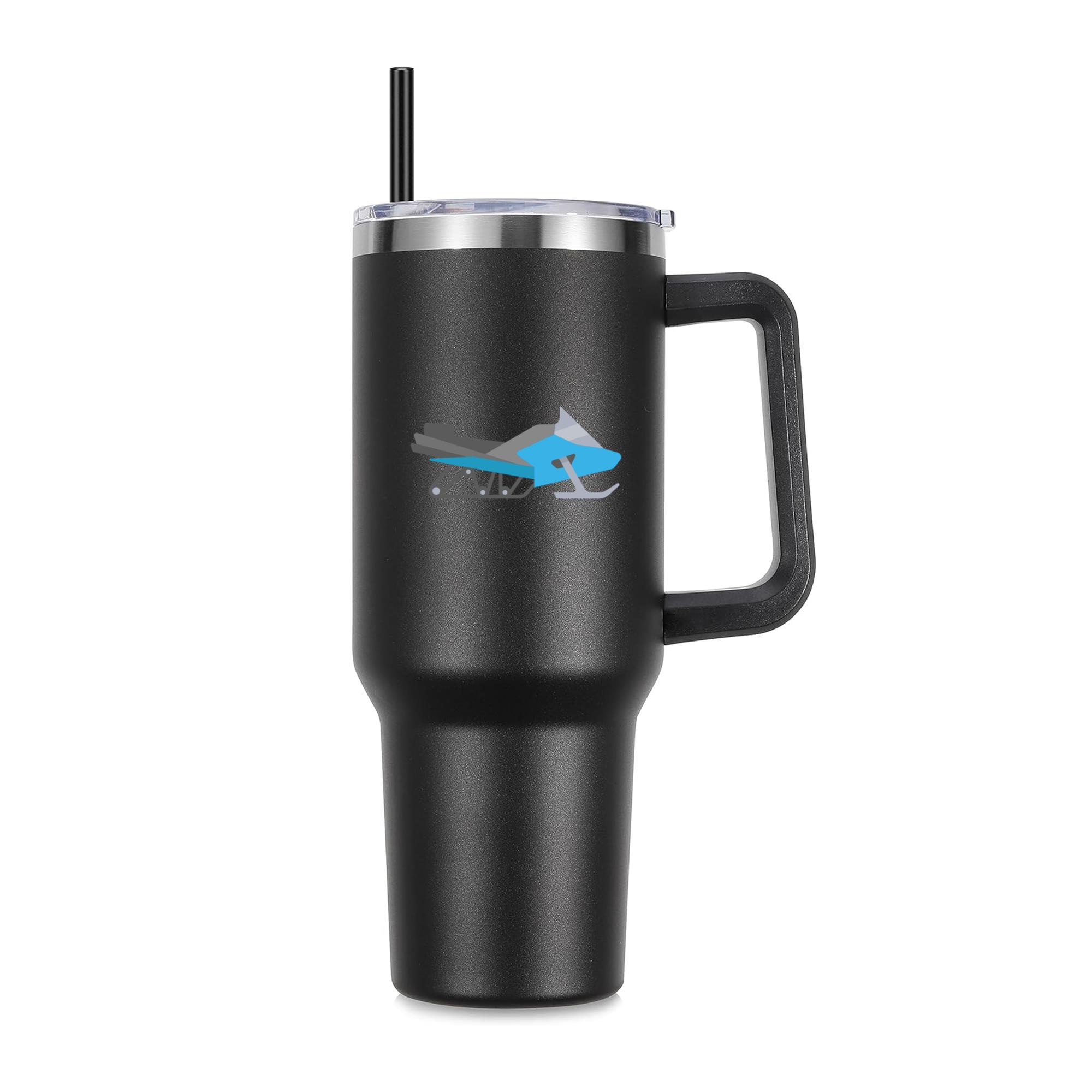 Semi Flat Blue Snowmobile 40oz Stainless Steel Tumbler - Image 4