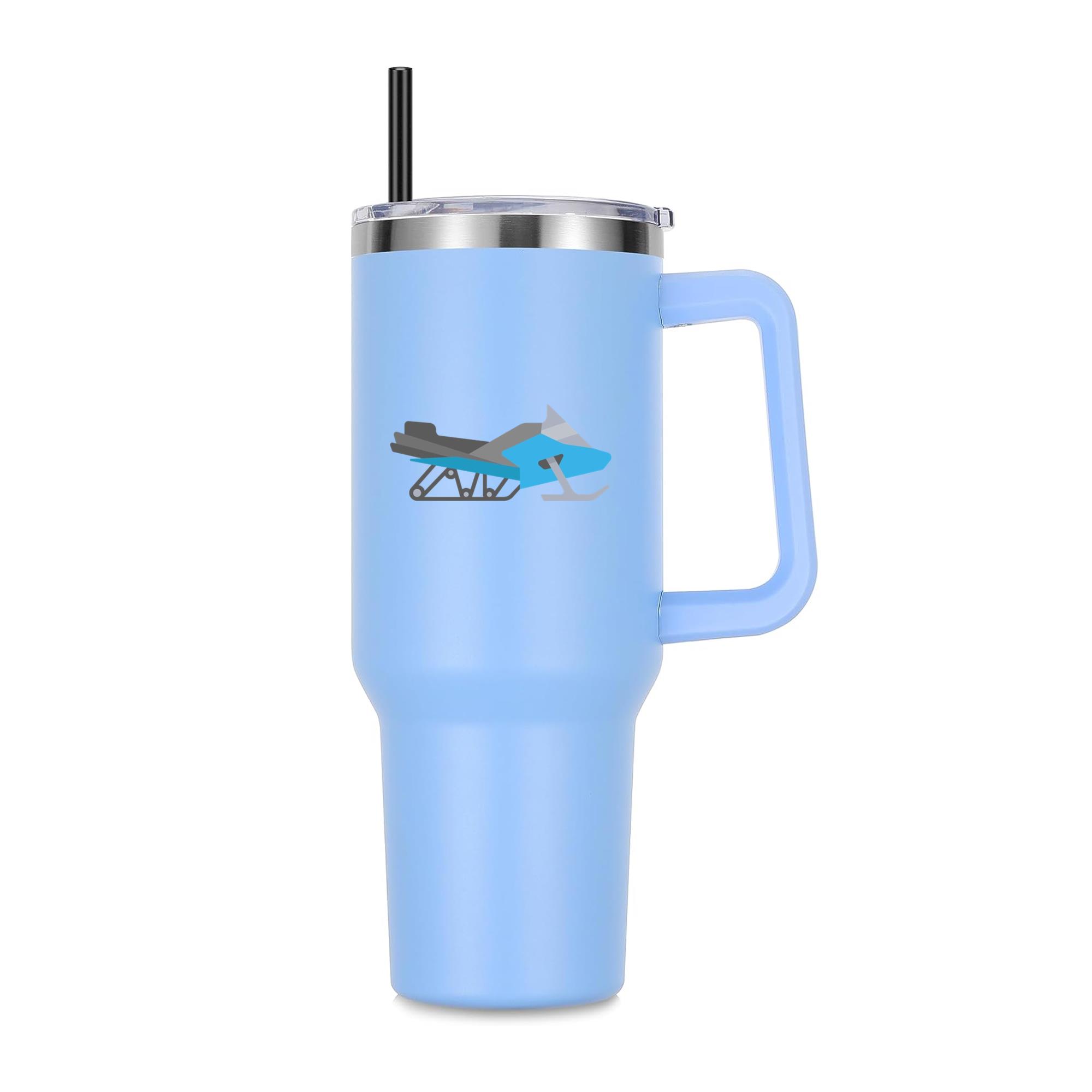 Semi Flat Blue Snowmobile 40oz Stainless Steel Tumbler
