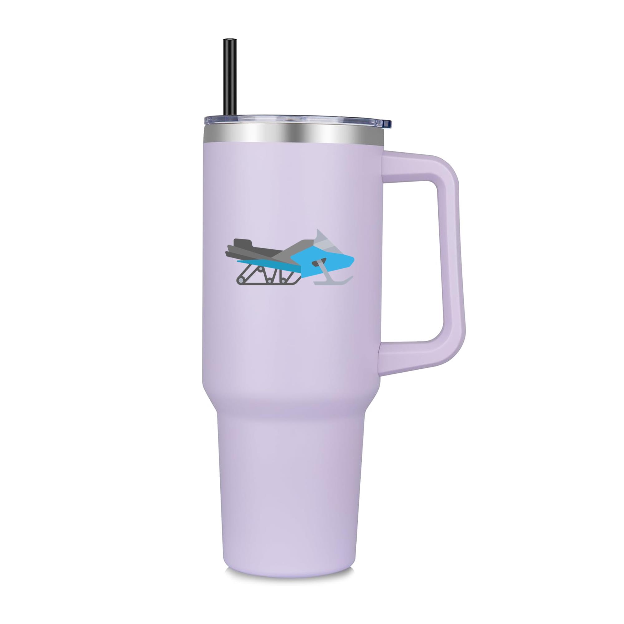 Semi Flat Blue Snowmobile 40oz Stainless Steel Tumbler - Image 2