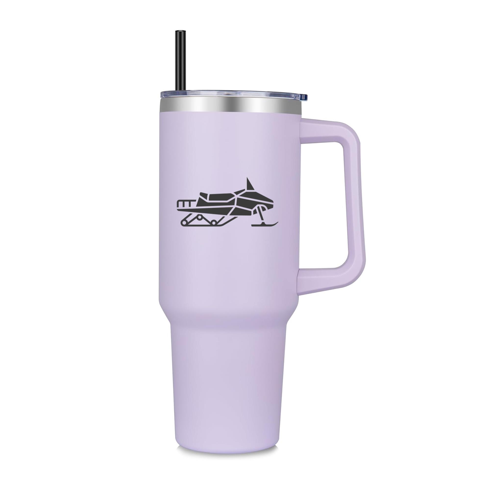 Side Simple Snowmobile Silhouette 40oz Stainless Steel Tumbler - Image 2