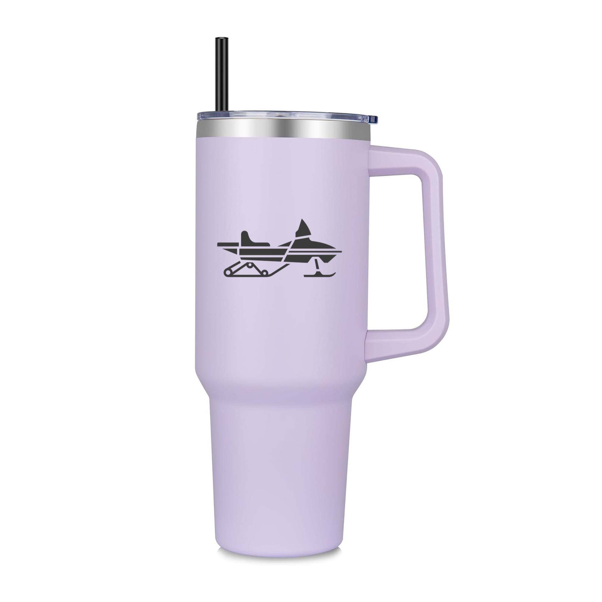 Side Snowmobile Silhouette 40oz Stainless Steel Tumbler - Image 2