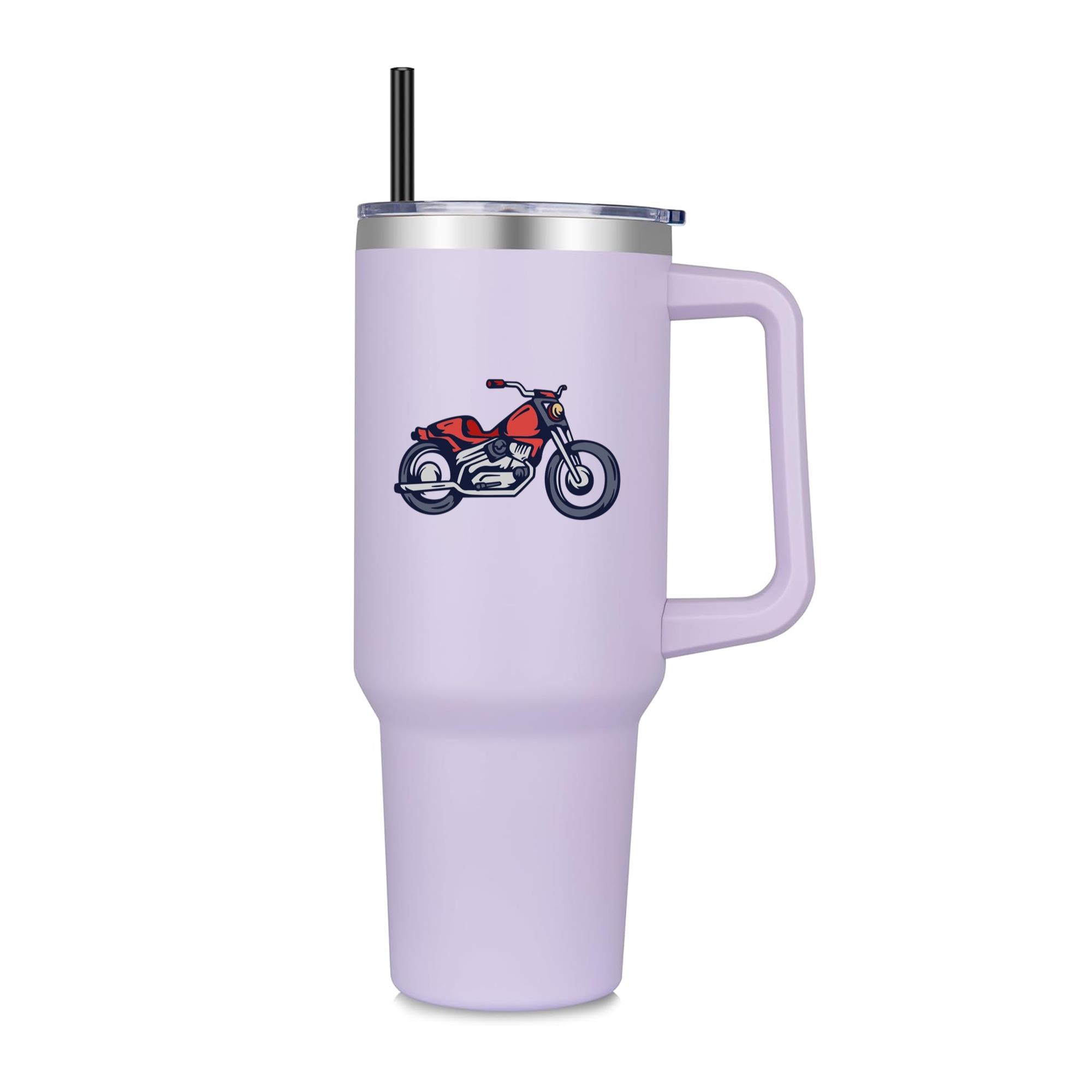Stylish Chopper Motorcycle Illustration 40oz Stainless Steel Tumbler - Image 2