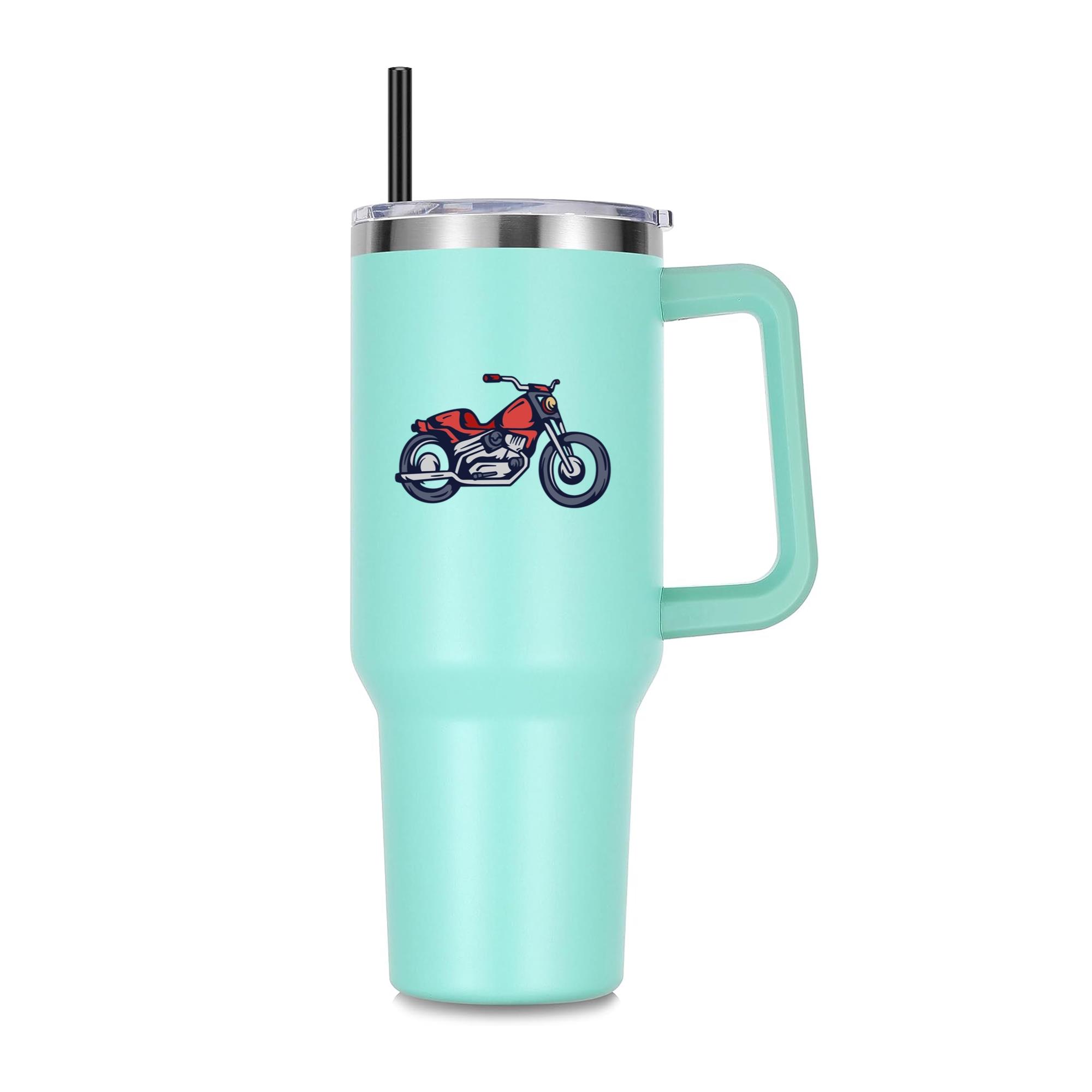 Stylish Chopper Motorcycle Illustration 40oz Stainless Steel Tumbler - Image 3
