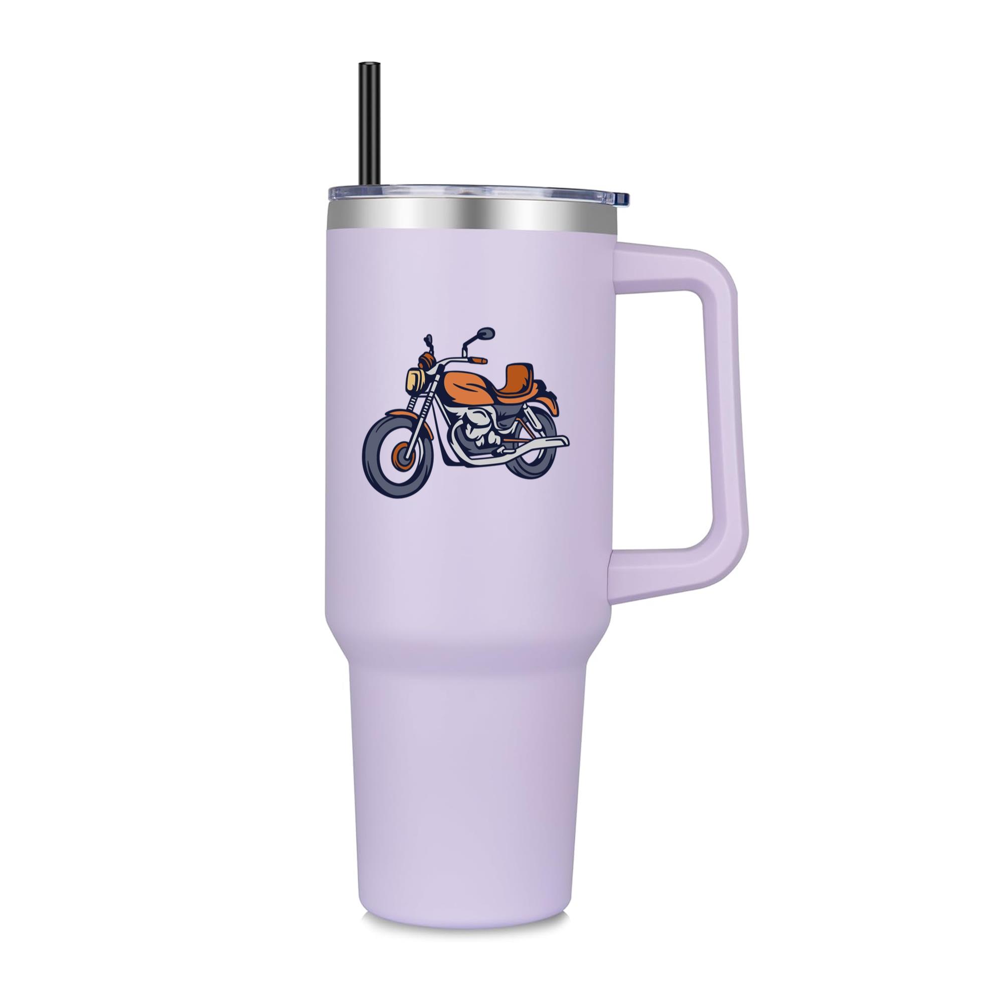 Stylish Cruiser Motorcycle Illustration Design 40oz Stainless Steel Tumbler - Image 2