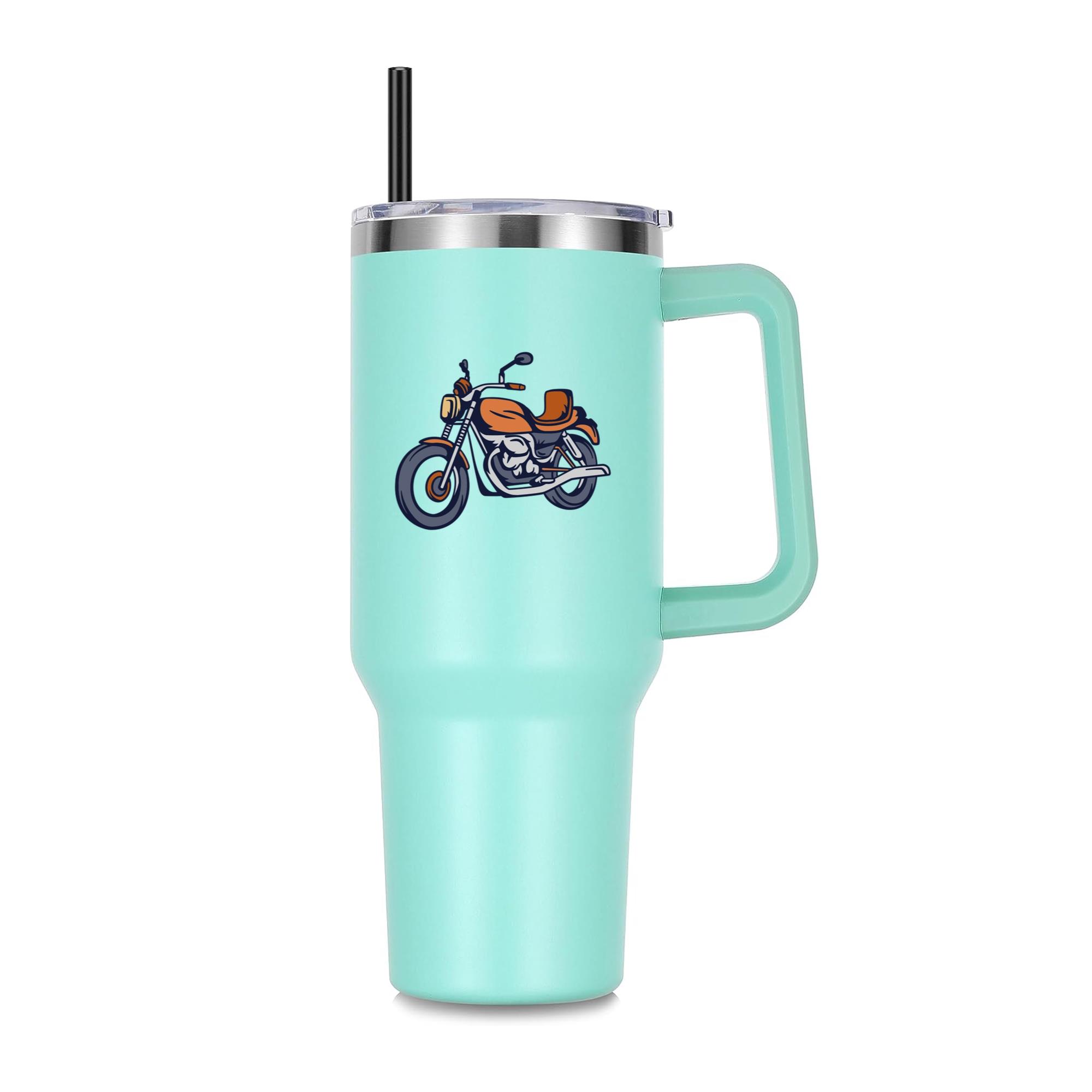 Stylish Cruiser Motorcycle Illustration Design 40oz Stainless Steel Tumbler - Image 3