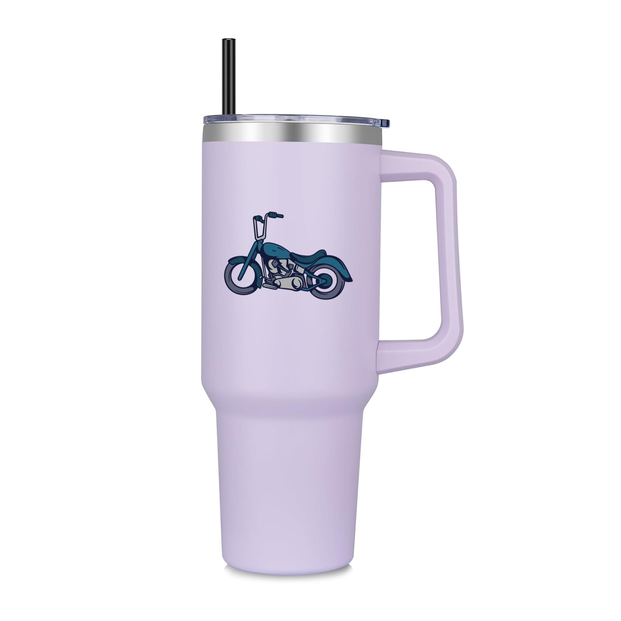 Stylish Motorcycle Illustration Design 40oz Stainless Steel Tumbler - Image 2