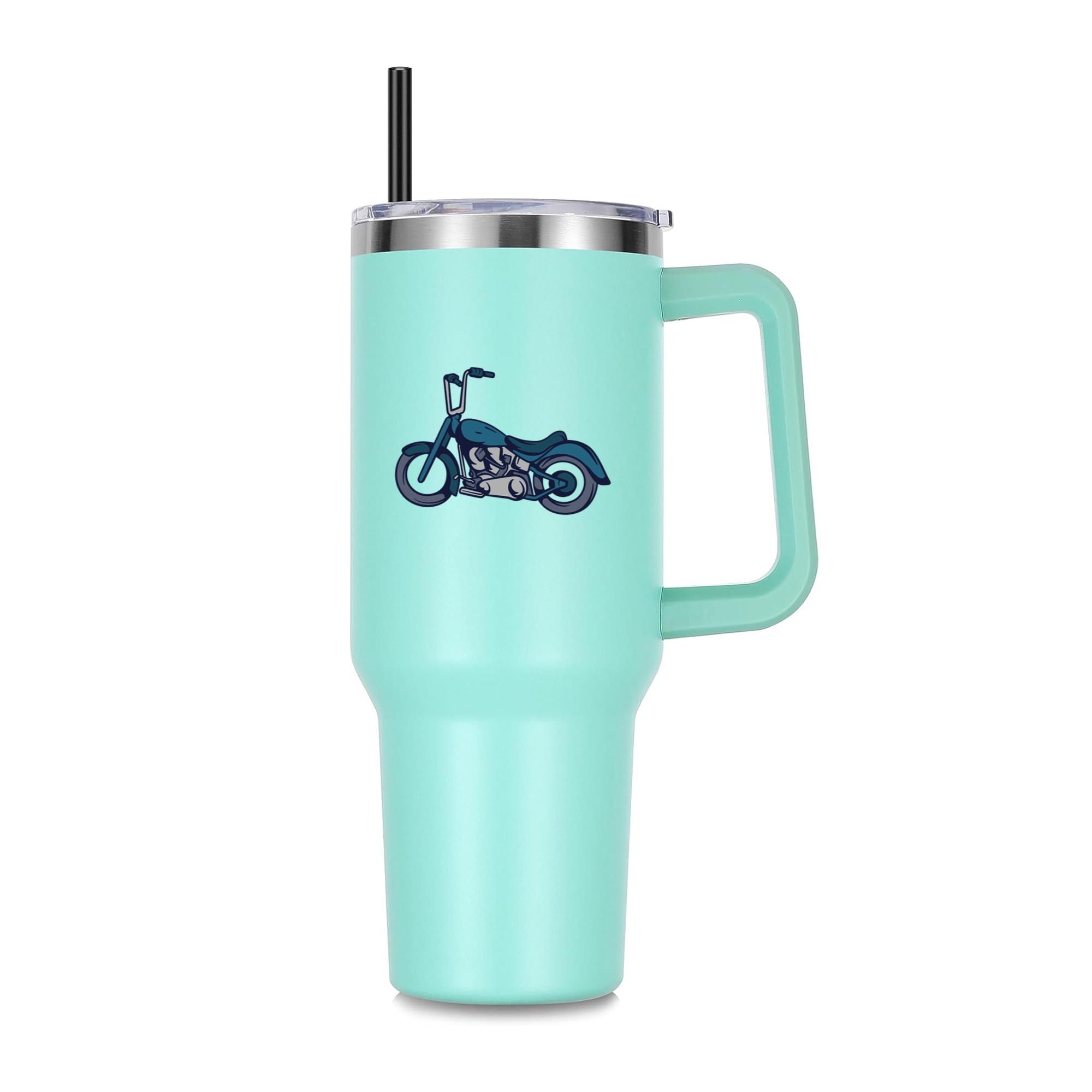 Stylish Motorcycle Illustration Design 40oz Stainless Steel Tumbler - Image 3