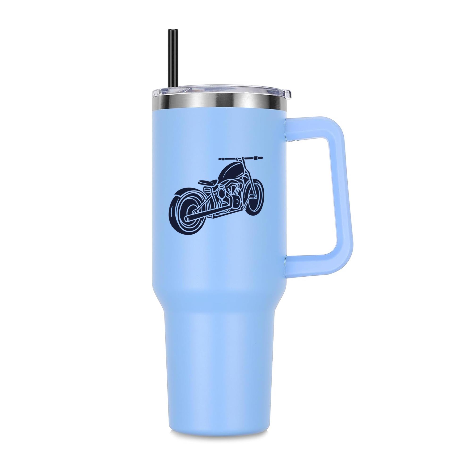 Stylish Motorcycle Line Art Design 40oz Stainless Steel Tumbler
