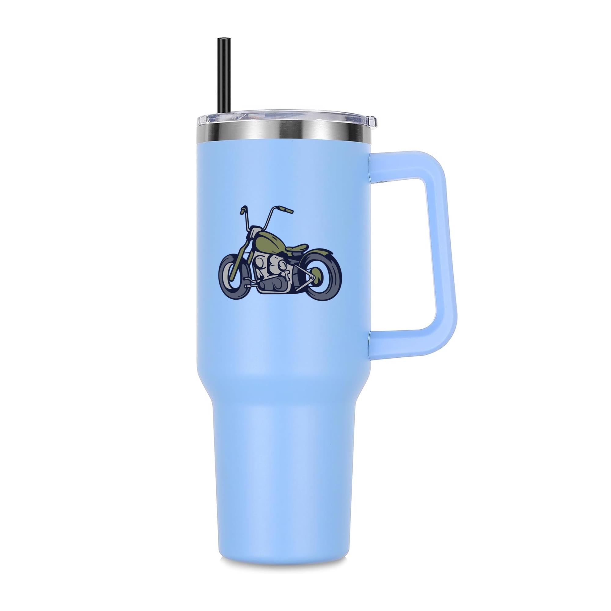 Stylized Cartoon Motorcycle Illustration 40oz Stainless Steel Tumbler