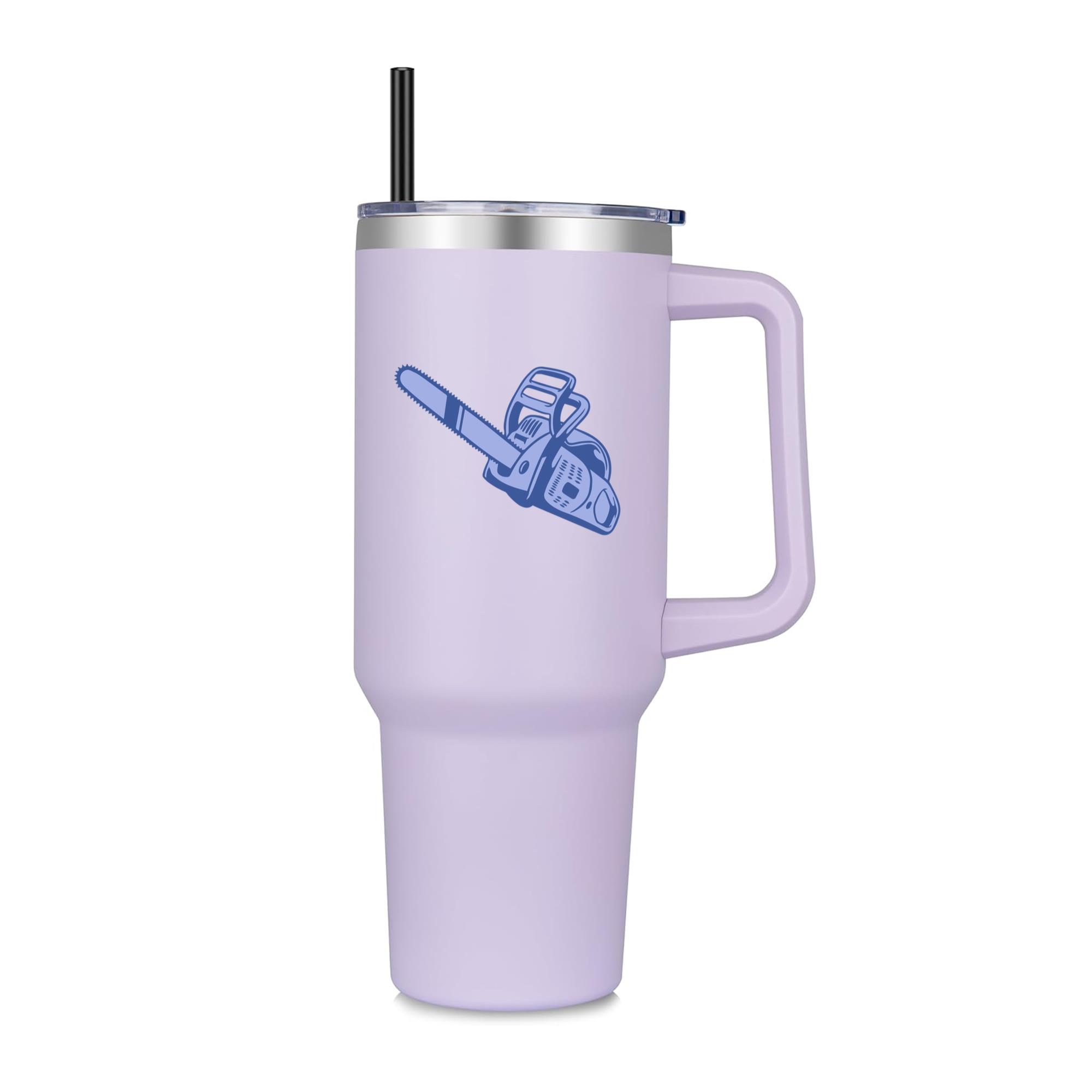 Stylized Chainsaw Illustration Design 40oz Stainless Steel Tumbler - Image 2
