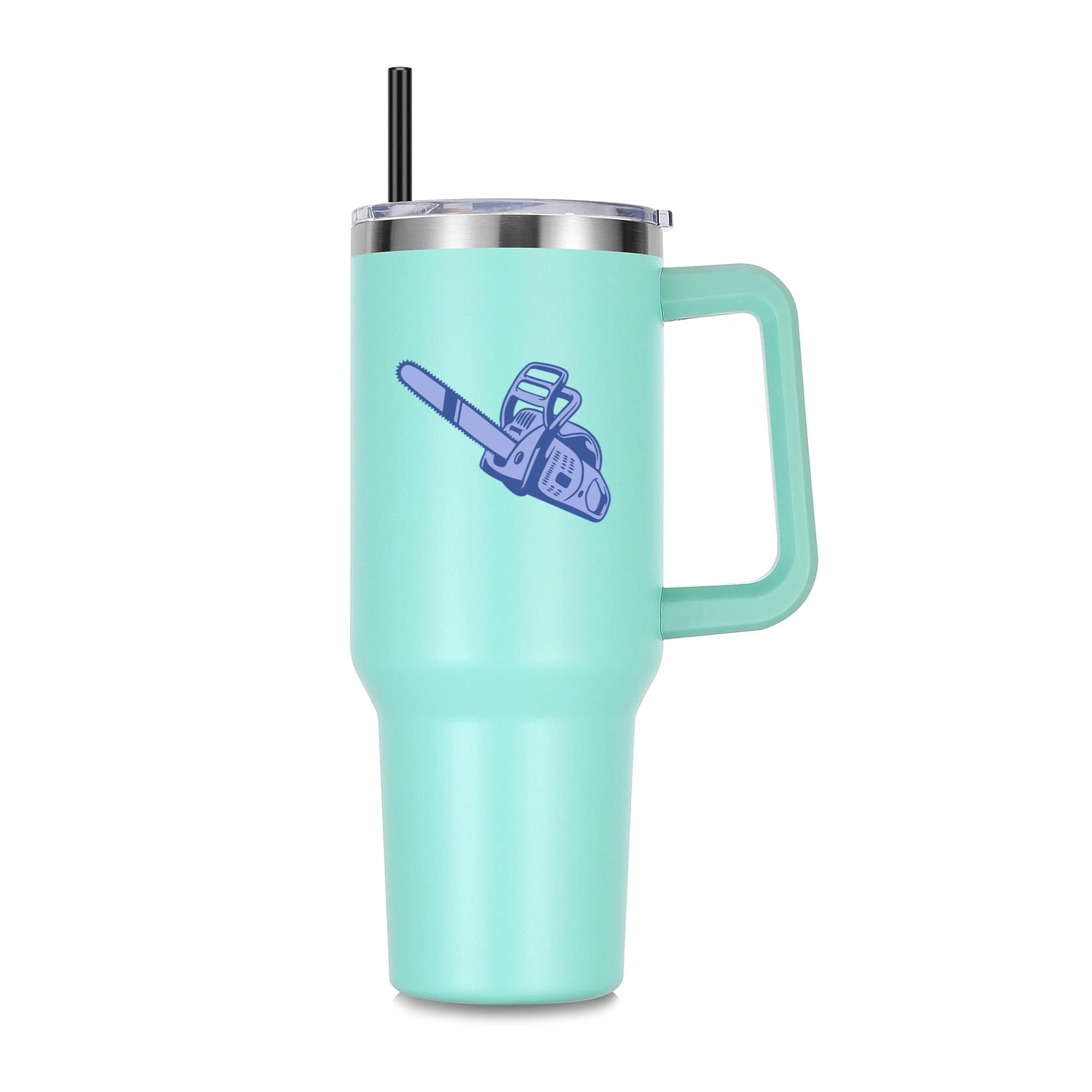 Stylized Chainsaw Illustration Design 40oz Stainless Steel Tumbler - Image 3