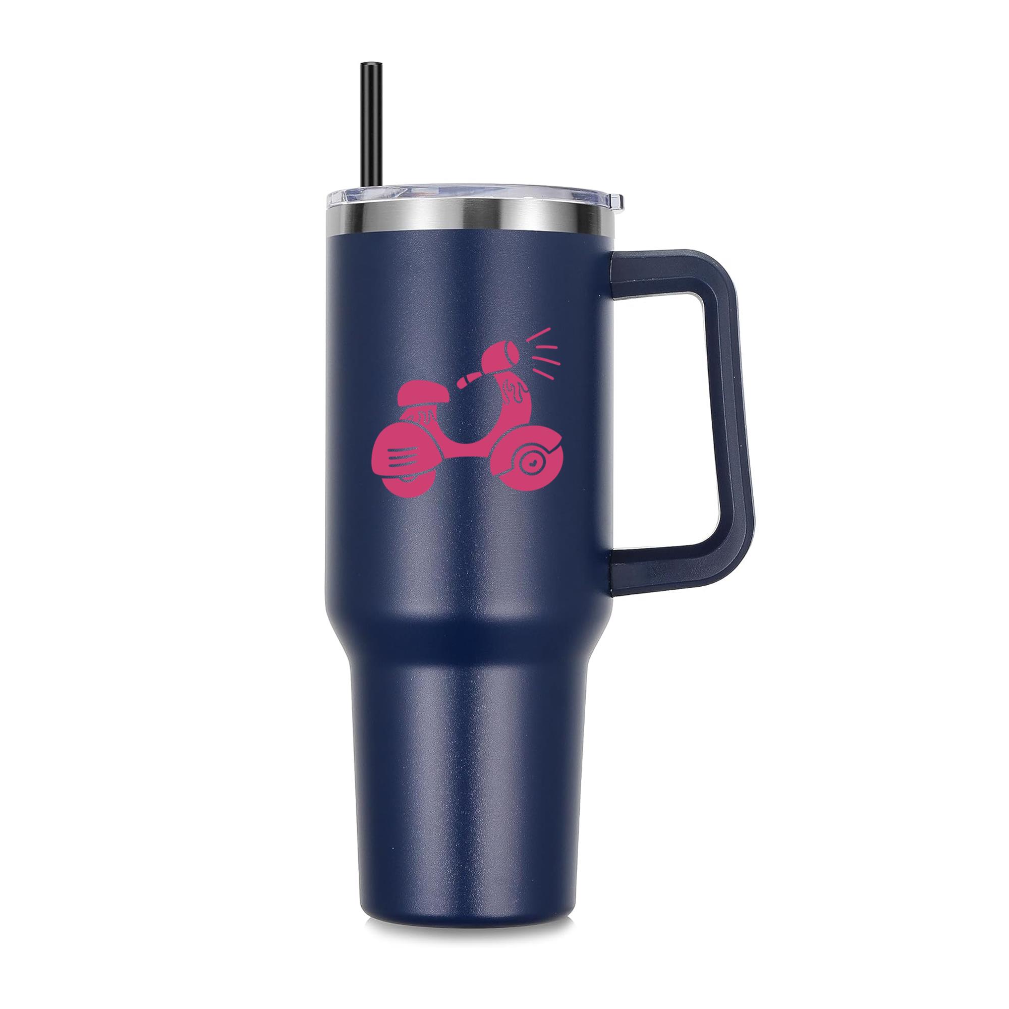 Vibrant Pink Scooter Illustration 40oz Stainless Steel Tumbler
