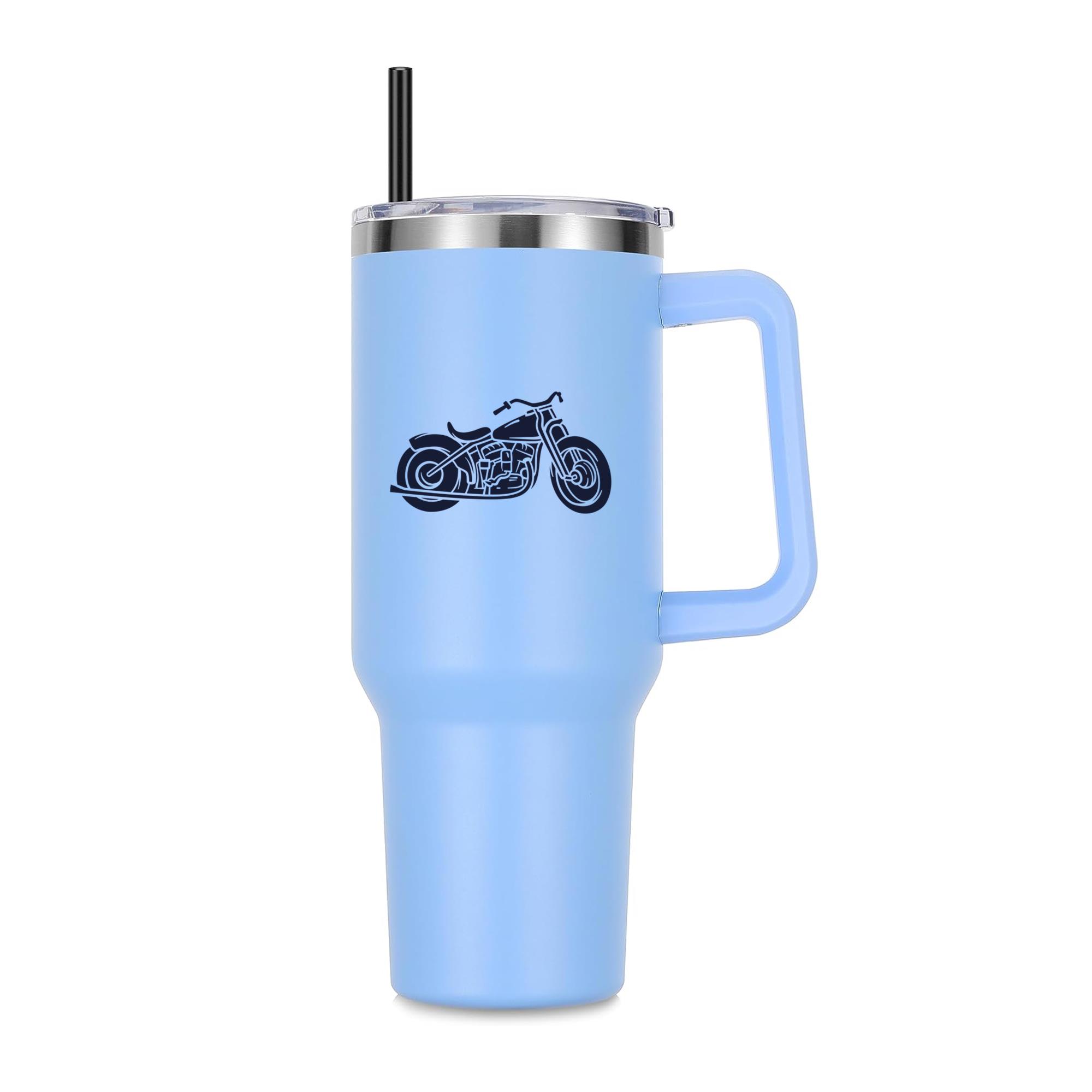 Vintage Motorcycle Line Art Design 40oz Stainless Steel Tumbler - Image 2