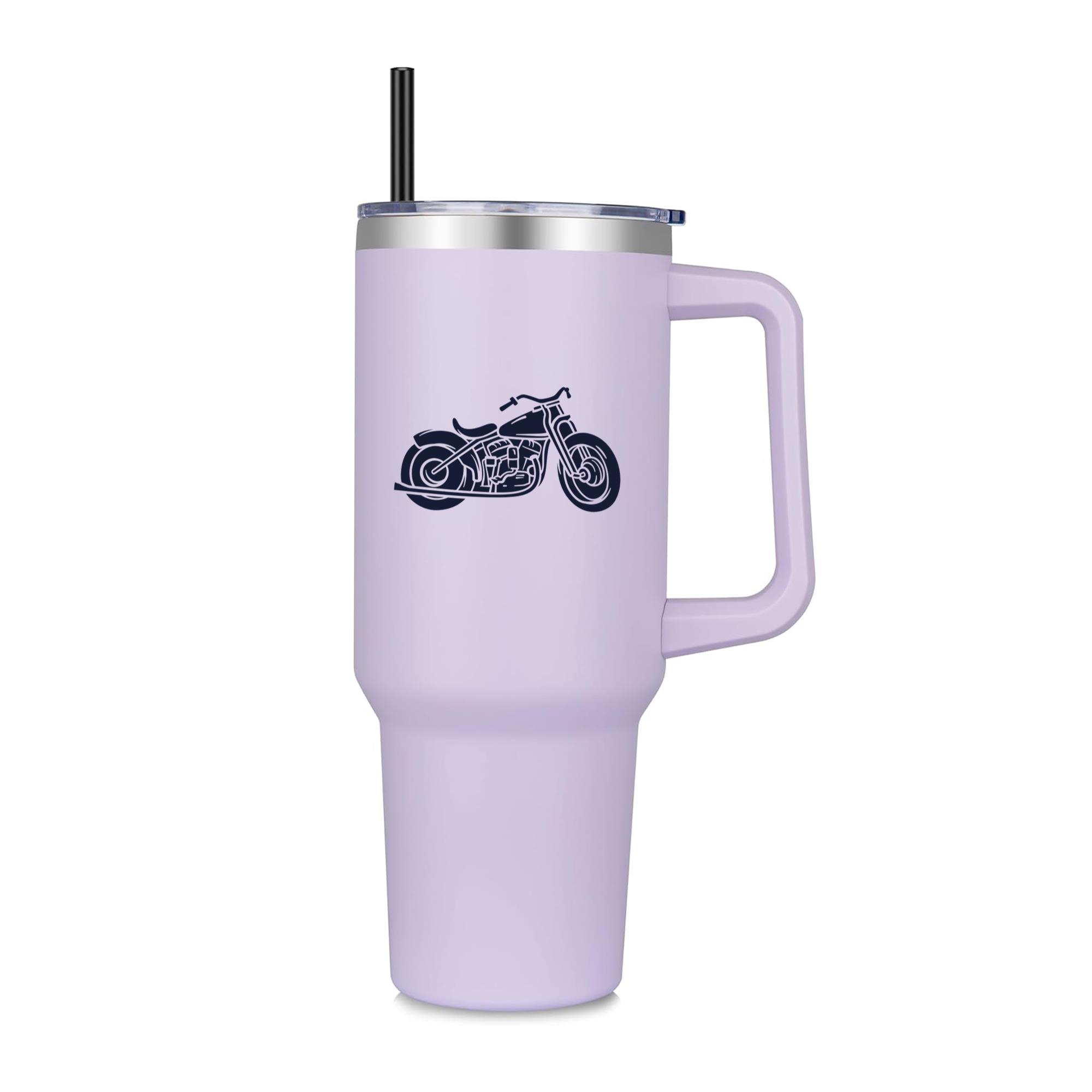 Vintage Motorcycle Line Art Design 40oz Stainless Steel Tumbler - Image 3