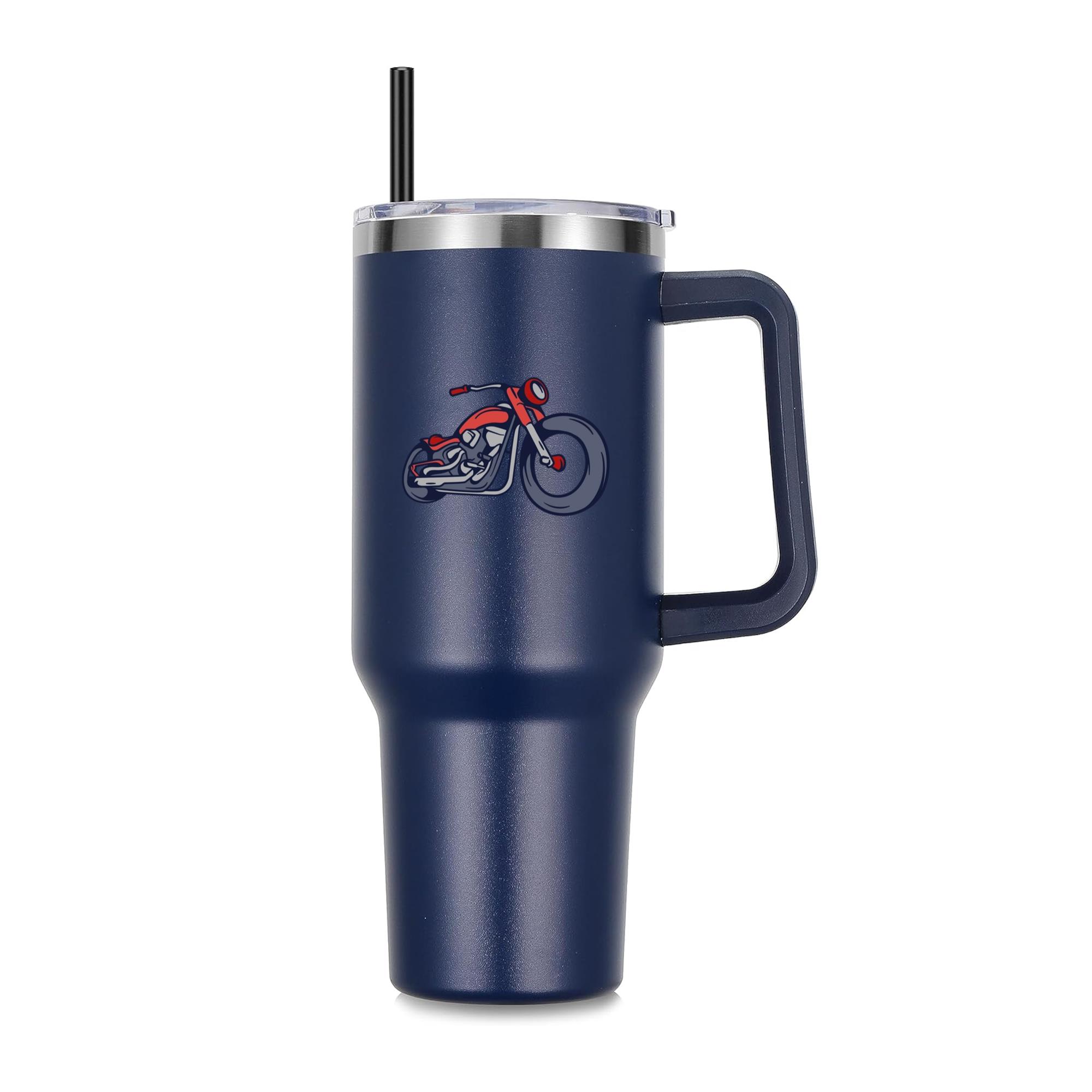 Vintage Style Motorcycle Illustration 40oz Stainless Steel Tumbler