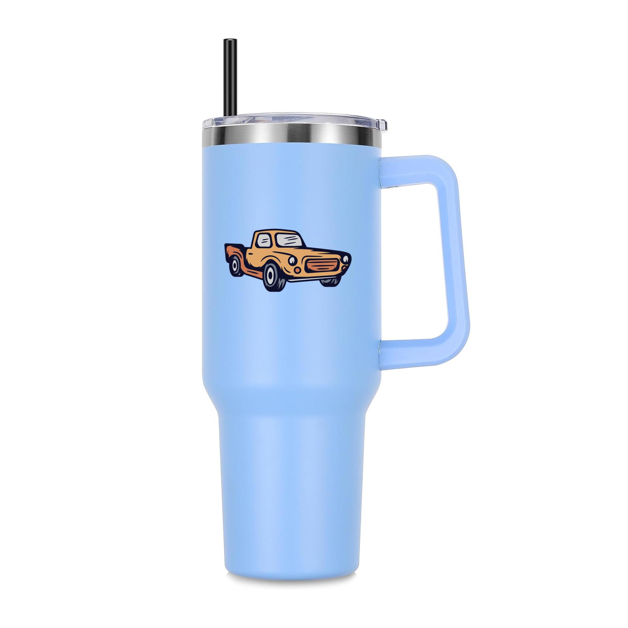 Vintage Style Orange Pickup Truck Illustration 40oz Stainless Steel Tumbler - Image 2