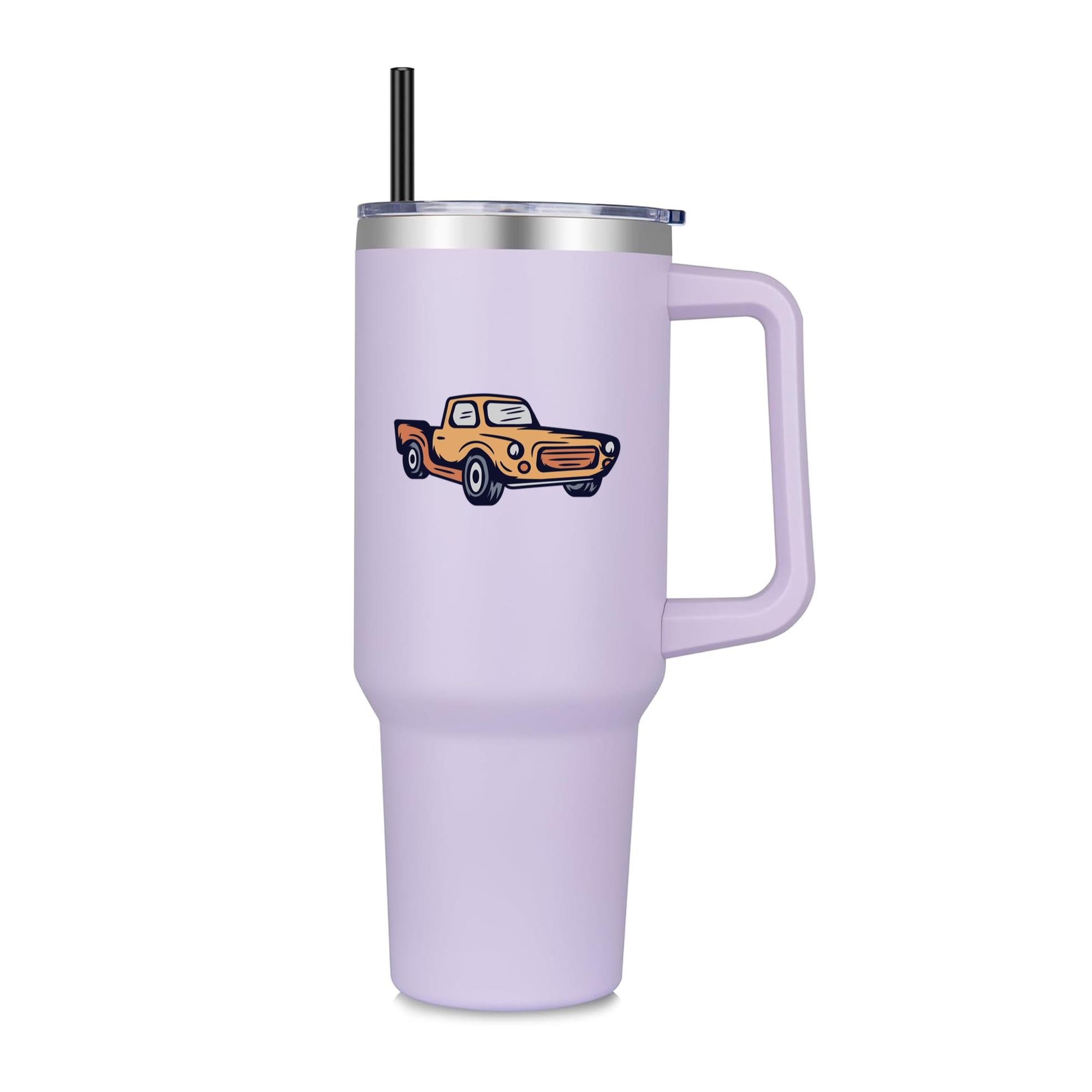 Vintage Style Orange Pickup Truck Illustration 40oz Stainless Steel Tumbler - Image 3