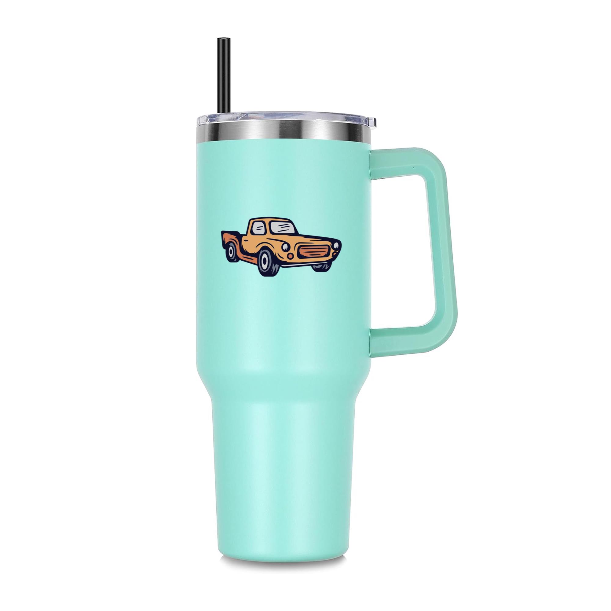 Vintage Style Orange Pickup Truck Illustration 40oz Stainless Steel Tumbler - Image 4